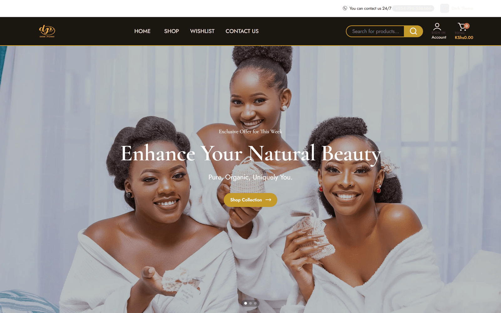 Dew Point Naturals homepage screenshot